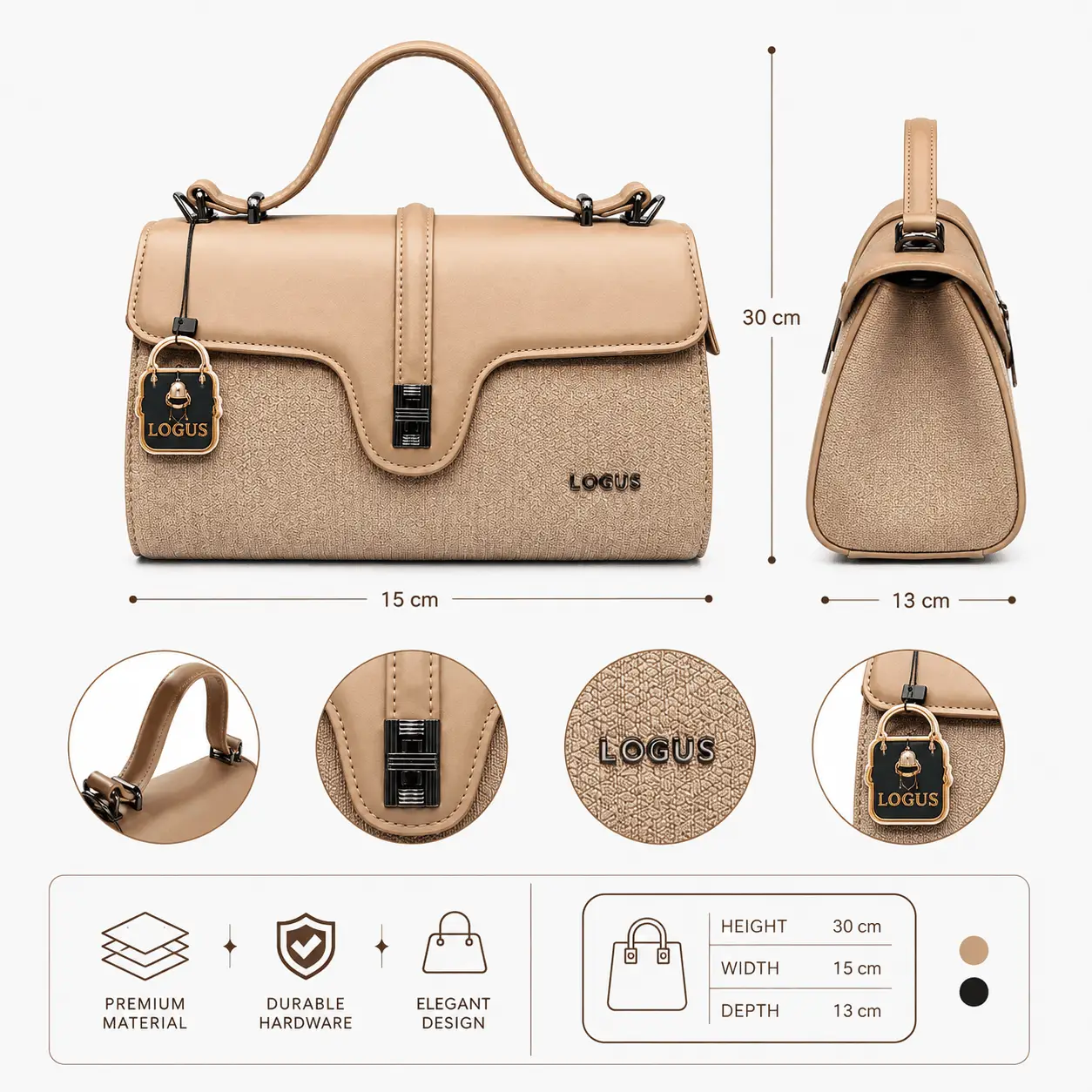 Beige Textured Top Handle Handbag for Women (3)