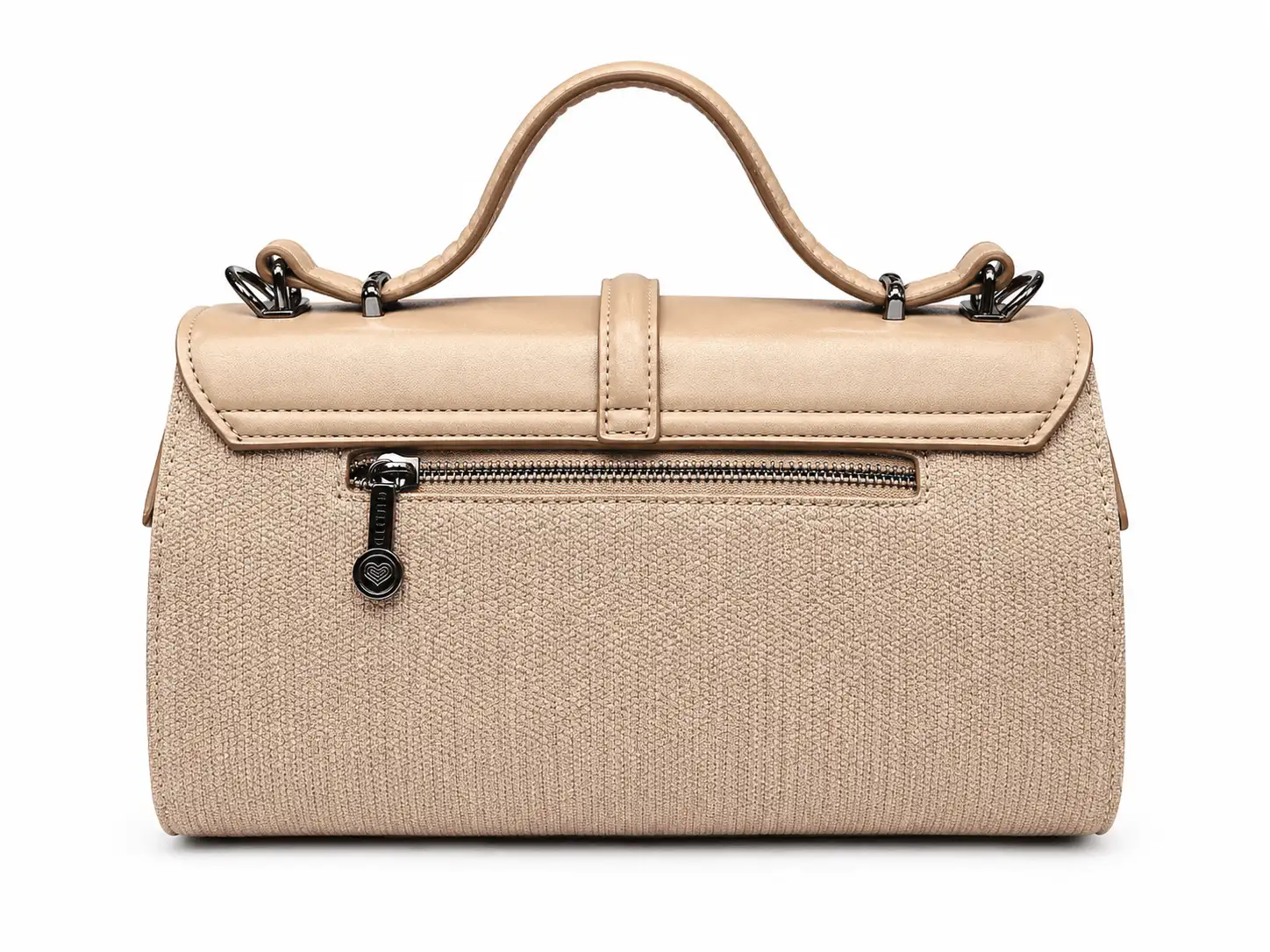 Beige Textured Top Handle Handbag for Women (4)