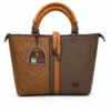Butterfly Brown Woven Tote Handbag for Women with Tan Handles and Spacious Design