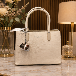 David Jones Paris cream crocodile embossed tote handbag