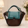 ÉLANORA premium brown and teal women’s handbag with elegant stitched flap, spacious interior and structured design