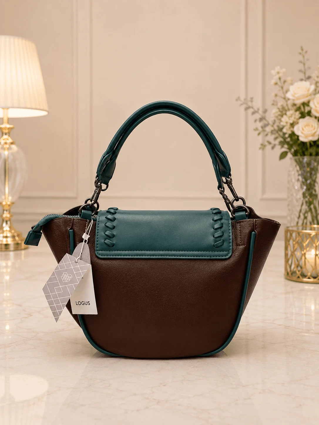 ÉLANORA Premium Brown & Teal Women’s Handbag (3)