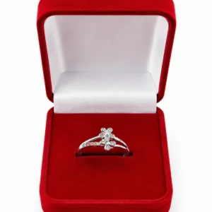 Floral crystal ring for women with multicolor stones and elegant polished finish