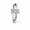 Floral crystal ring for women with multicolor stones and elegant polished finish