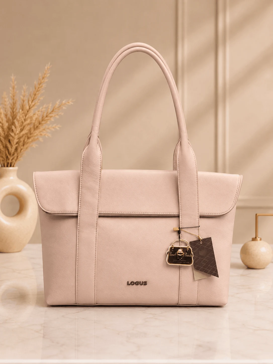 Elegant Office Pink Laptop Tote Bag for Women Soft pink laptop tote bag for women with spacious interior and back zip pocket
