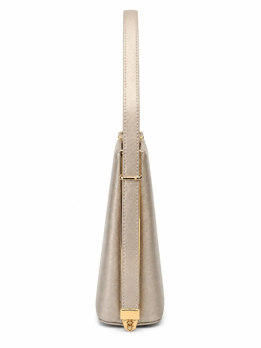 J Blues Elegant Metallic Structured Top Handle Handbag for Women