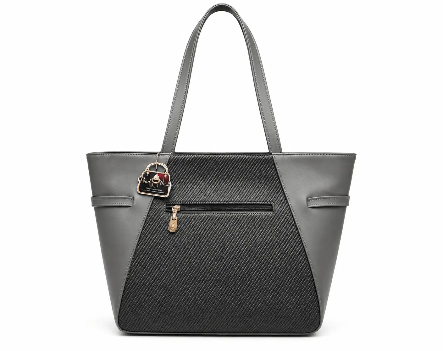 LOGUS Black Textured Panel Premium Shoulder Tote Bag (3)