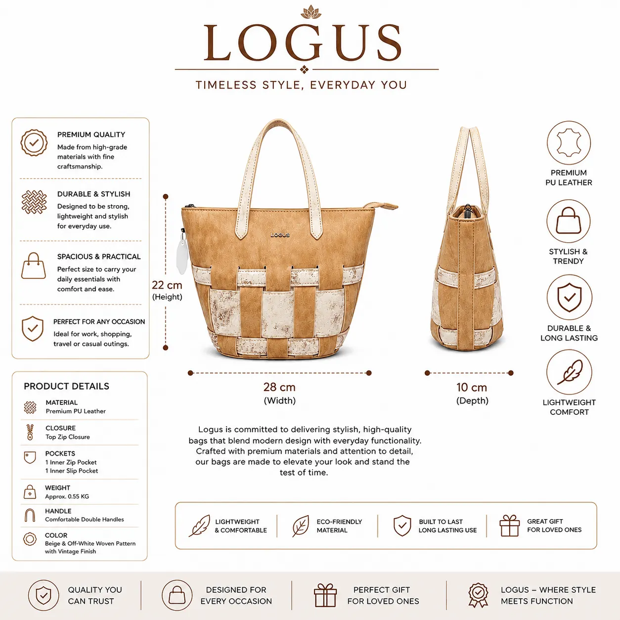 Logus Woven Luxe Tote Bag for Women (3)