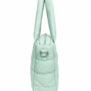 Mint Green Bow Detail Handbag with Top Handle and Detachable Shoulder Strap