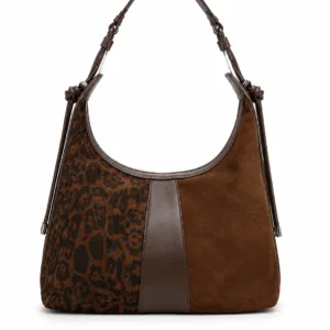 Pearl N Pouch brown leopard print shoulder bag with adjustable strap and stylish knot detail