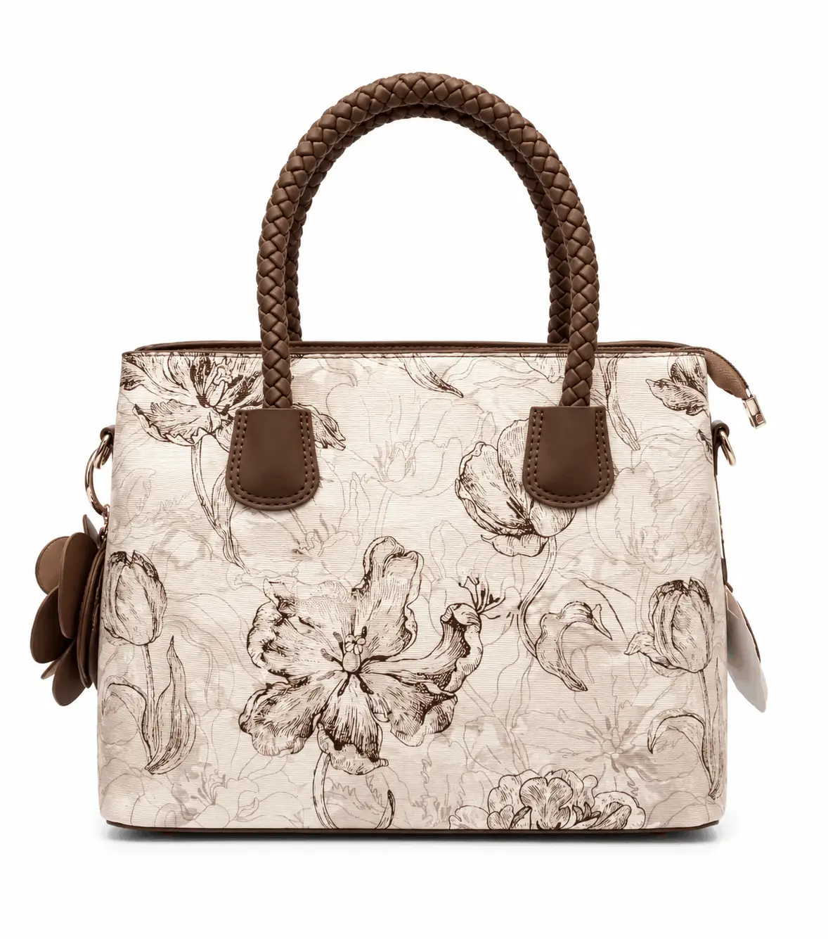 Premium Floral Print Top Handle Satchel Bag for Women with Braided Handles & Shoulder Strap (3)