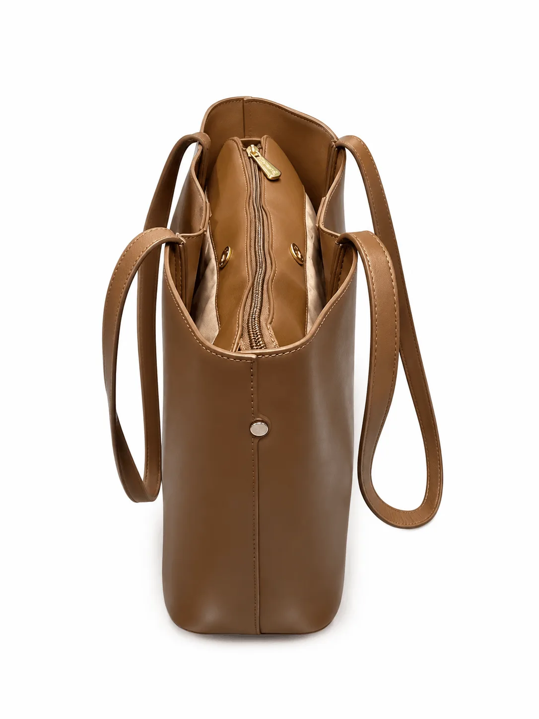 Sequence Large Brown Shoulder Bag for Women Spacious PU Leather Tote Handbag for Work, Shopping & Daily Use
