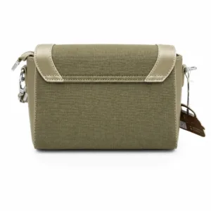 Sequence premium olive green crossbody bag with adjustable shoulder strap, multiple zip pockets, and durable textured finish.