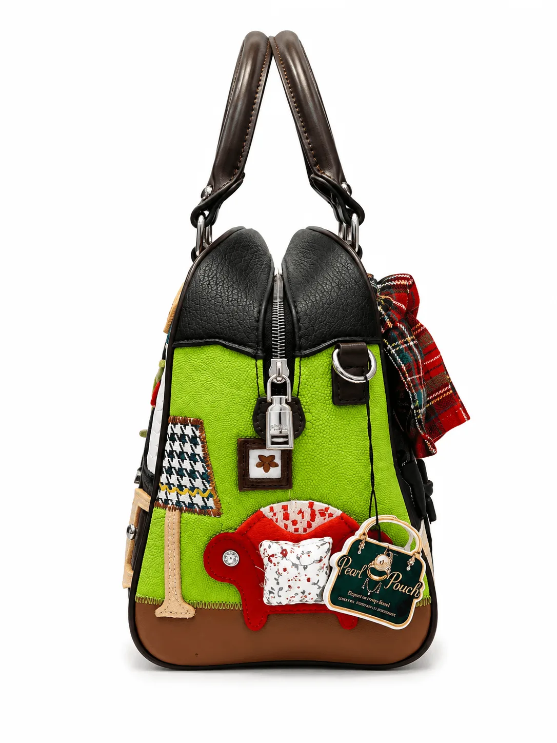 Thailand Multicolor 3D Appliqué Structured Top Handle Satchel Handbag for Women (4)