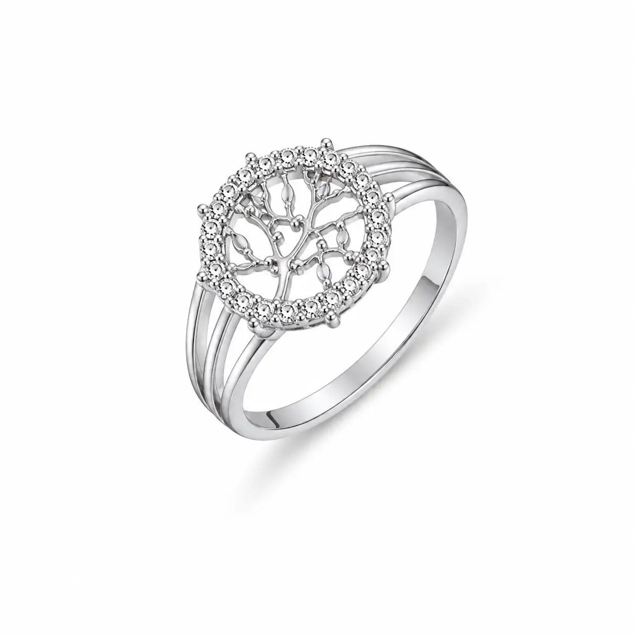 Tree of Life Cubic Zirconia Ring for Women (3) Tree of Life Ring with Sparkling Zirconia Stones