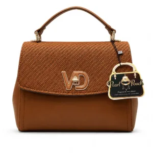 Valendnee premium brown handbag with elegant woven texture, sturdy top handle, smooth zipper, spacious interior, and stylish everyday design.