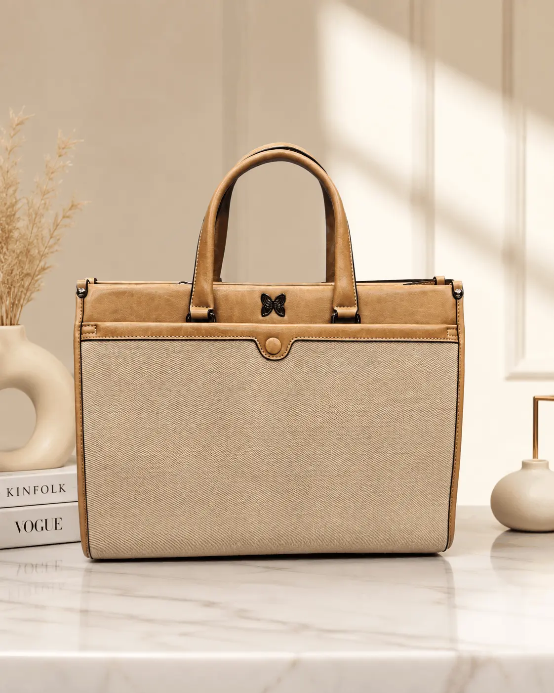 butterfly brand Big size TOTE bag laptop compartments inside ,sling cum hand bag for office