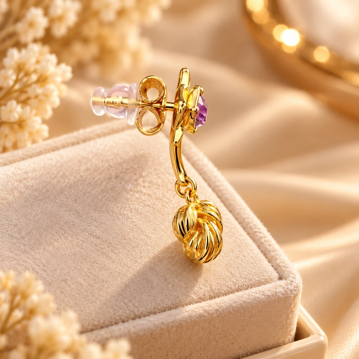Blooming Branch Gold Plated Drop Earrings (4)