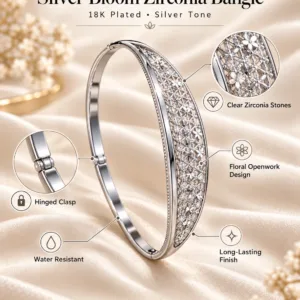 XUPING Silver Bloom Zirconia Bangle Style Bracelet 