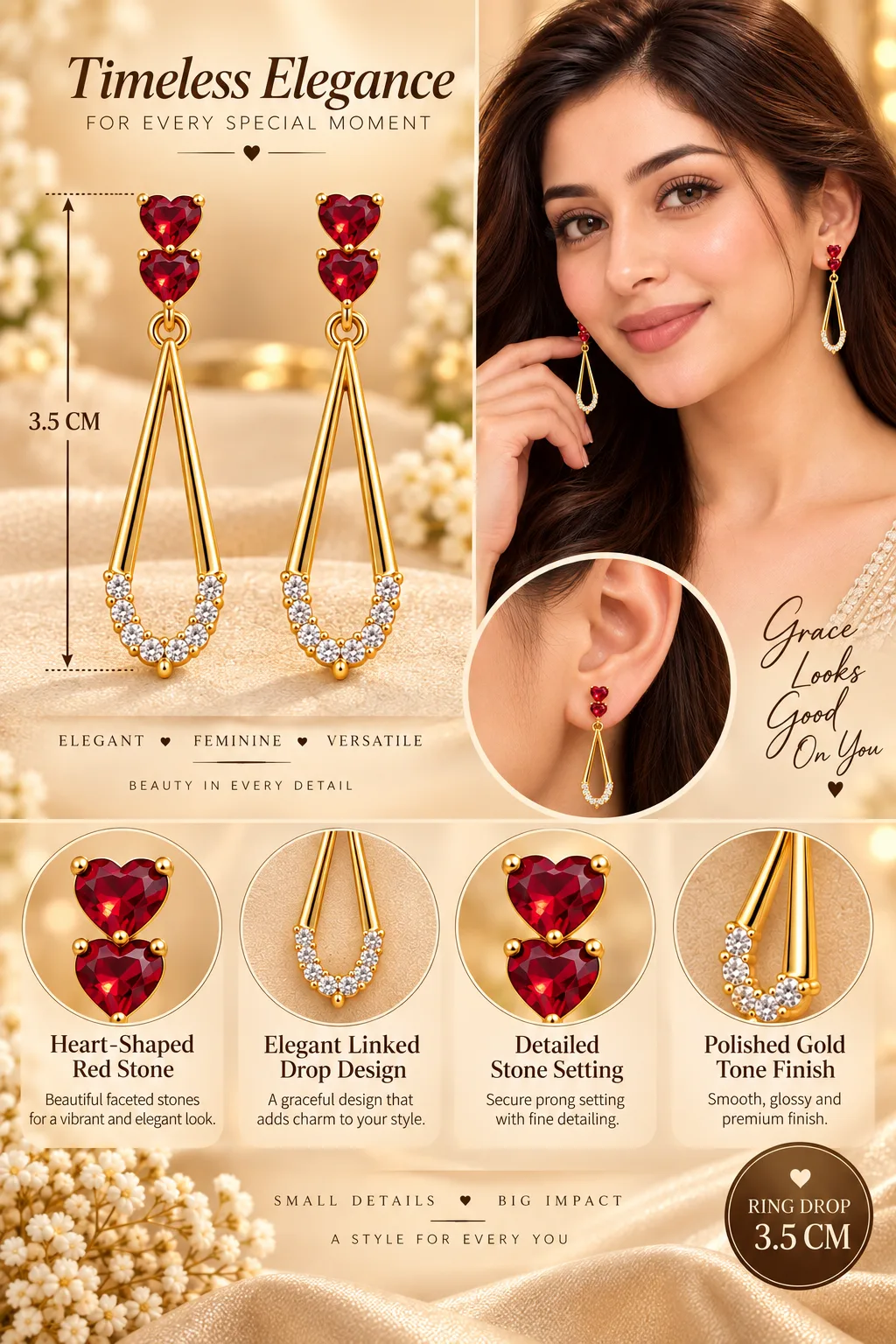 Crimson Heart Drop Earrings (2)