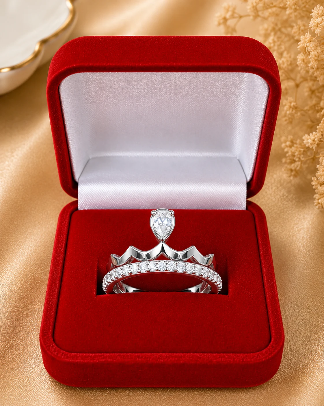 Crown Cut Zirconia Silver Ring – Elegant Imitation Jewelry (2)