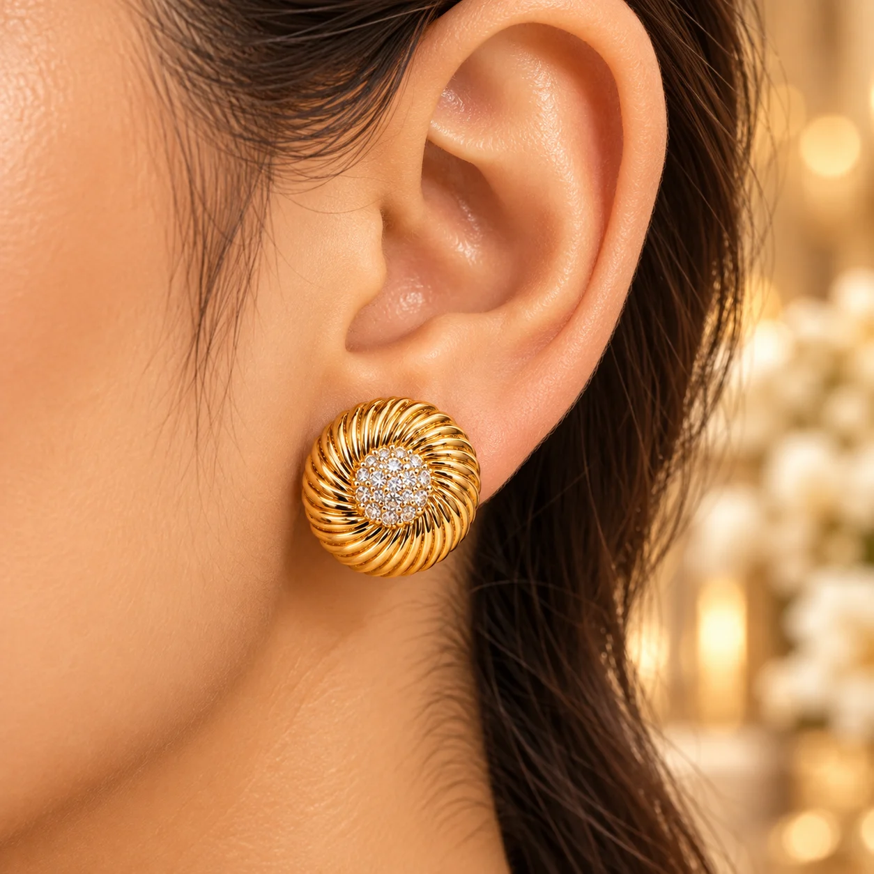 Elegant 18K Gold Plated Zirconia Earrings (6)