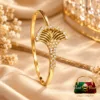 Elegant 18K Gold-Plated Zirconia Bangle by Pearl n Pouch with 2 cm fan-inspired centre motif