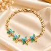 Elegant 18K Gold Plated Zirconia Bracelet with colorful flower motifs