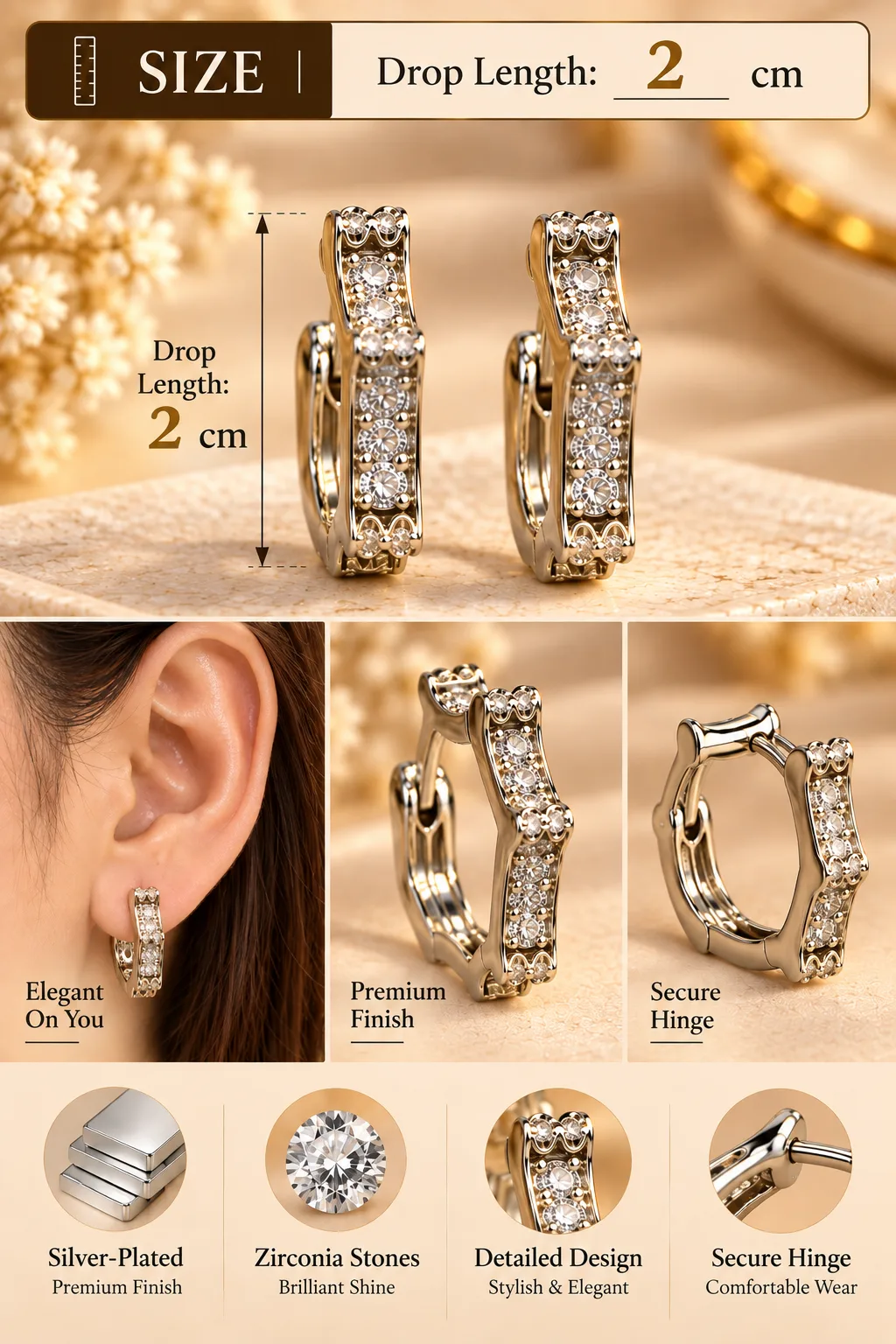 Elegant Silver Plated Hoop Earrings (1)