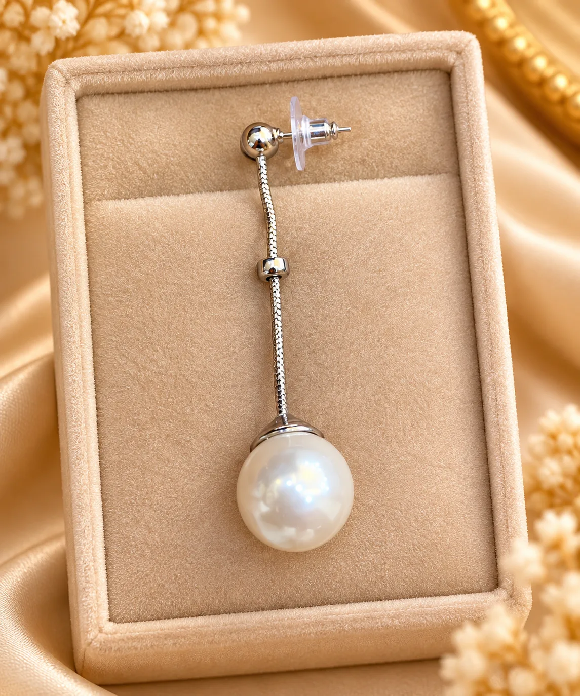 Elegant Silver Plated Pearl Drop Earrings (4)