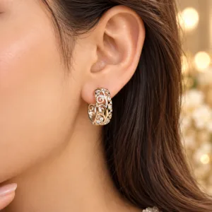 Elegant Silver Plated Scroll Earrings with intricate openwork design and curved detailing