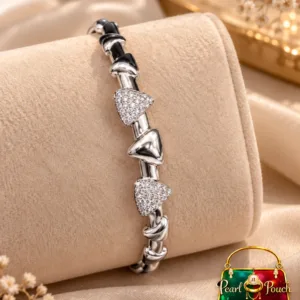 Elegant Silver-Plated Zirconia Bracelet with white zirconia stones and polished silver finish