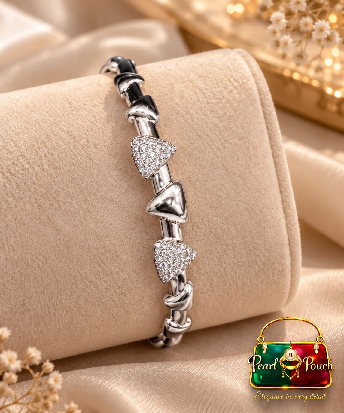 Elegant Silver-Plated Zirconia Bracelet by Zuping – 55 mm Free Size (5) Elegant Silver-Plated Zirconia Bracelet with white zirconia stones and polished silver finish