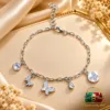 Elegant Silver-Plated Zirconia Bracelet by Pearl n Pouch with butterfly charms and adjustable chain