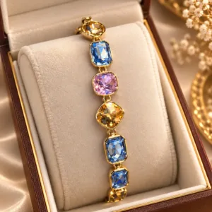 Elegant 18K Gold Plated Zirconia Bracelet by ZUPING with multicolor stones