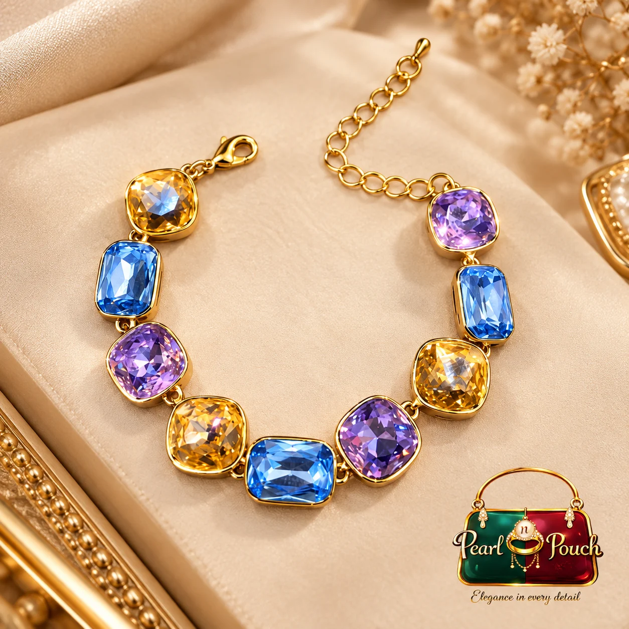 Elegant ZUPING 18K Gold Plated Multicolor Zirconia Bracelet (2)