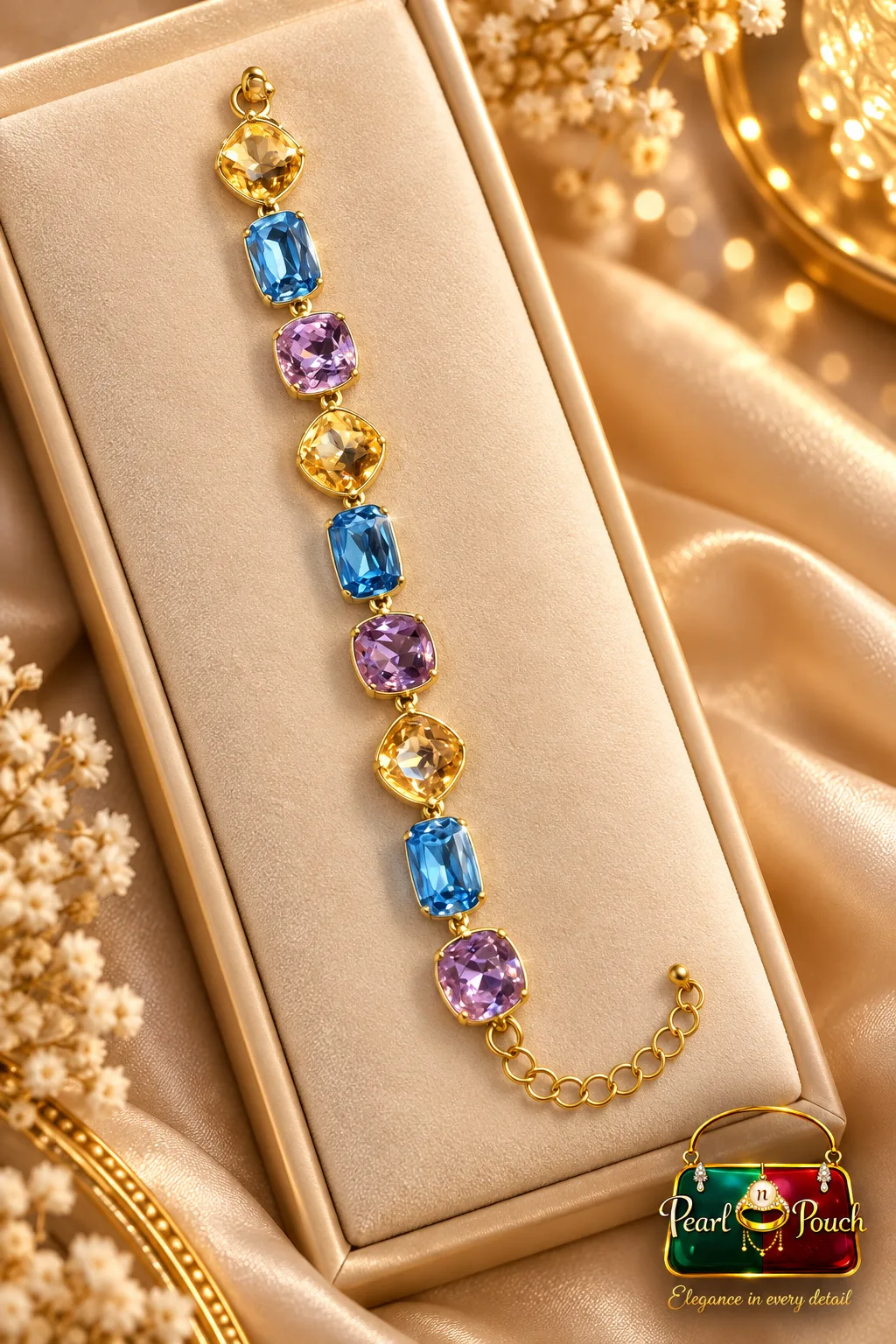 Elegant ZUPING 18K Gold Plated Multicolor Zirconia Bracelet (7)