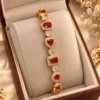Elegant 18K Gold Plated Zirconia Bracelet by ZUPING with red stones and zirconia accents