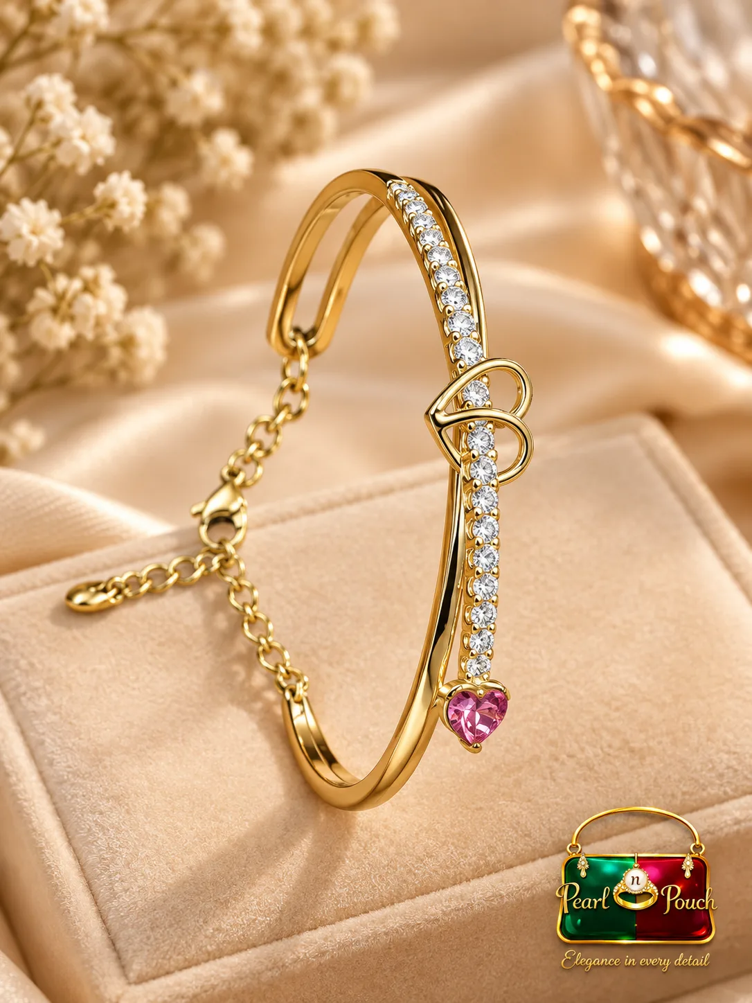 Elegant ZUPING 18K Gold Plated Zirconia Heart Bracelet (1)