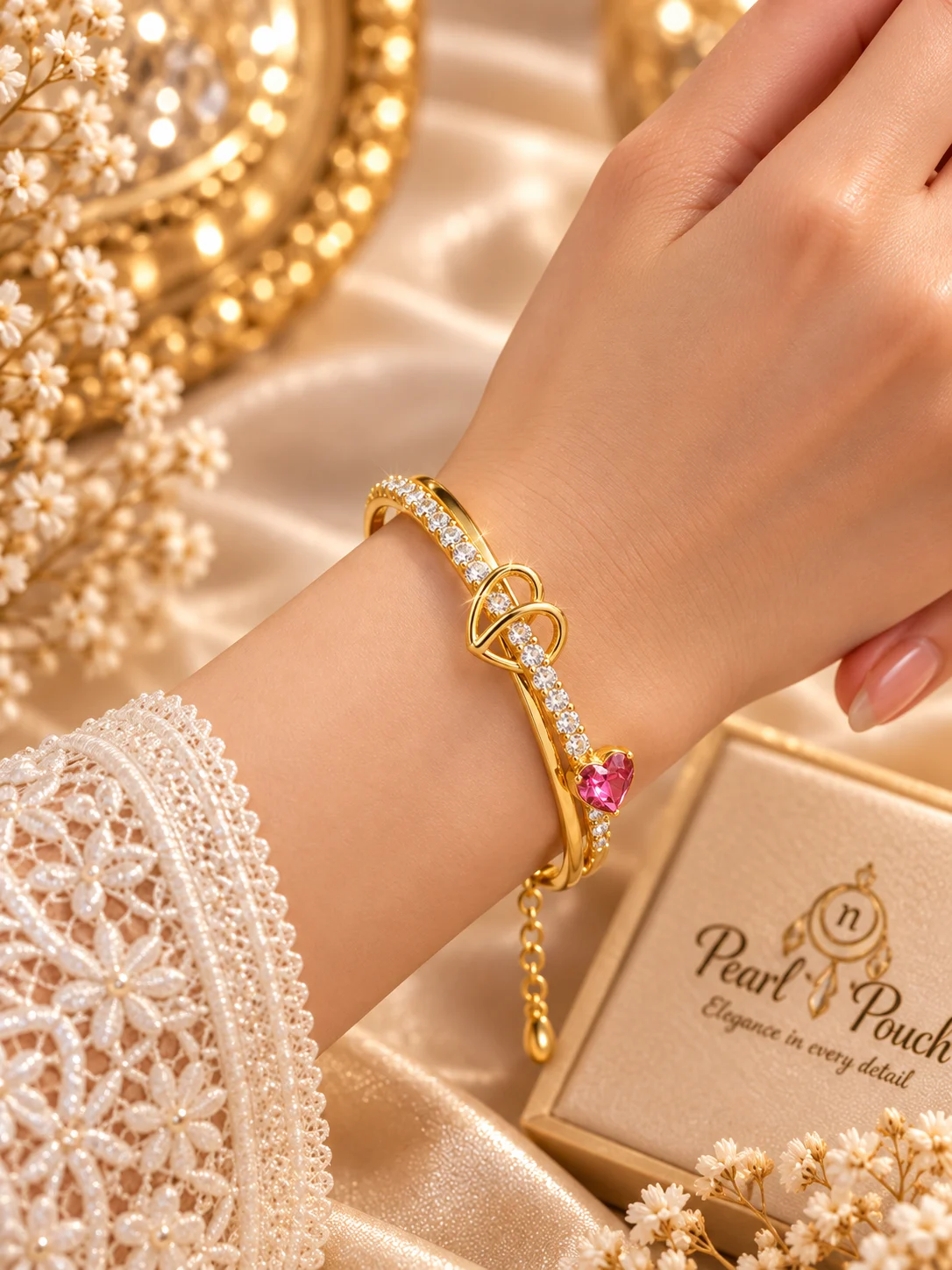 Elegant ZUPING 18K Gold Plated Zirconia Heart Bracelet (2)