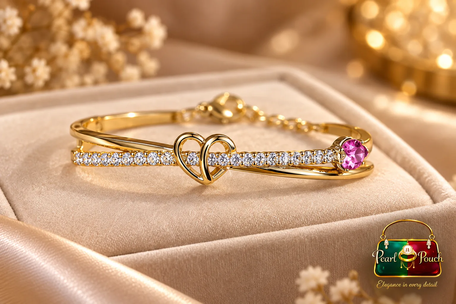 Elegant ZUPING 18K Gold Plated Zirconia Heart Bracelet (4)