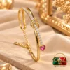 Elegant 18K Gold Plated Zirconia Heart Bracelet by ZUPING with pink heart stone