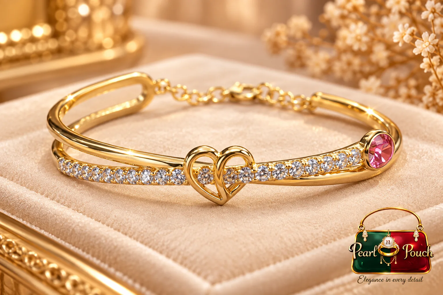 Elegant ZUPING 18K Gold Plated Zirconia Heart Bracelet (7)