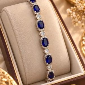 Elegant Silver-Plated Zirconia Bracelet by ZUPING with blue stones and sparkling zirconia accents