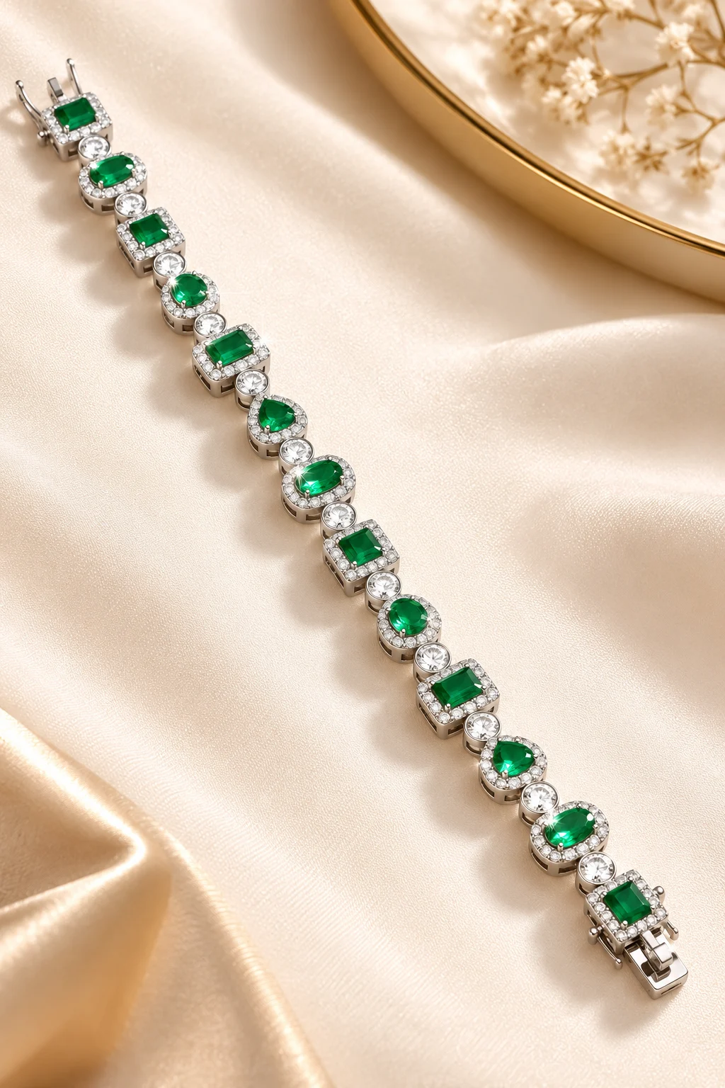 Emerald Radiance Silver Plated Zirconia Bracelet (3)