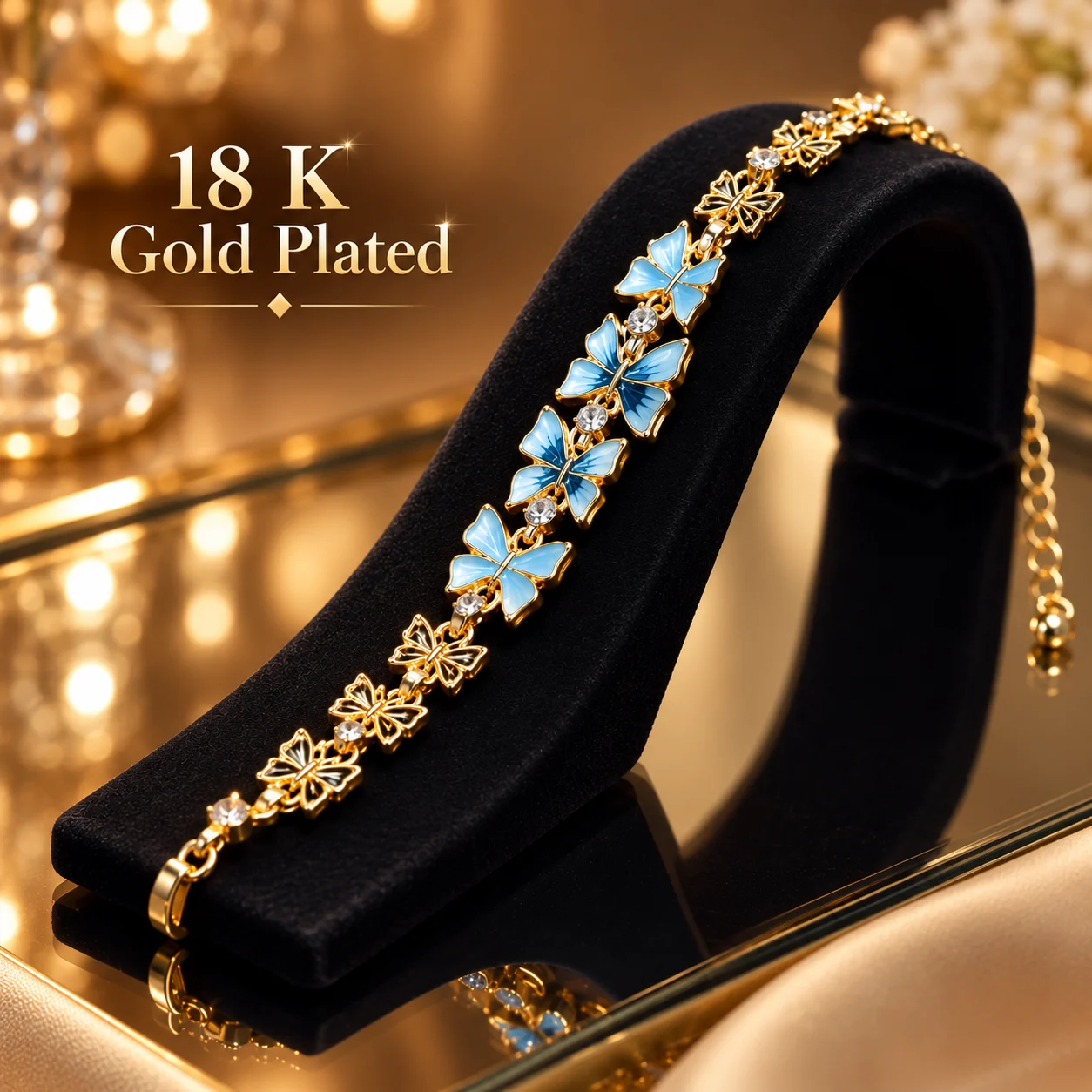 Exquisite Butterfly 18K Gold Plated Zirconia Bracelet (2)