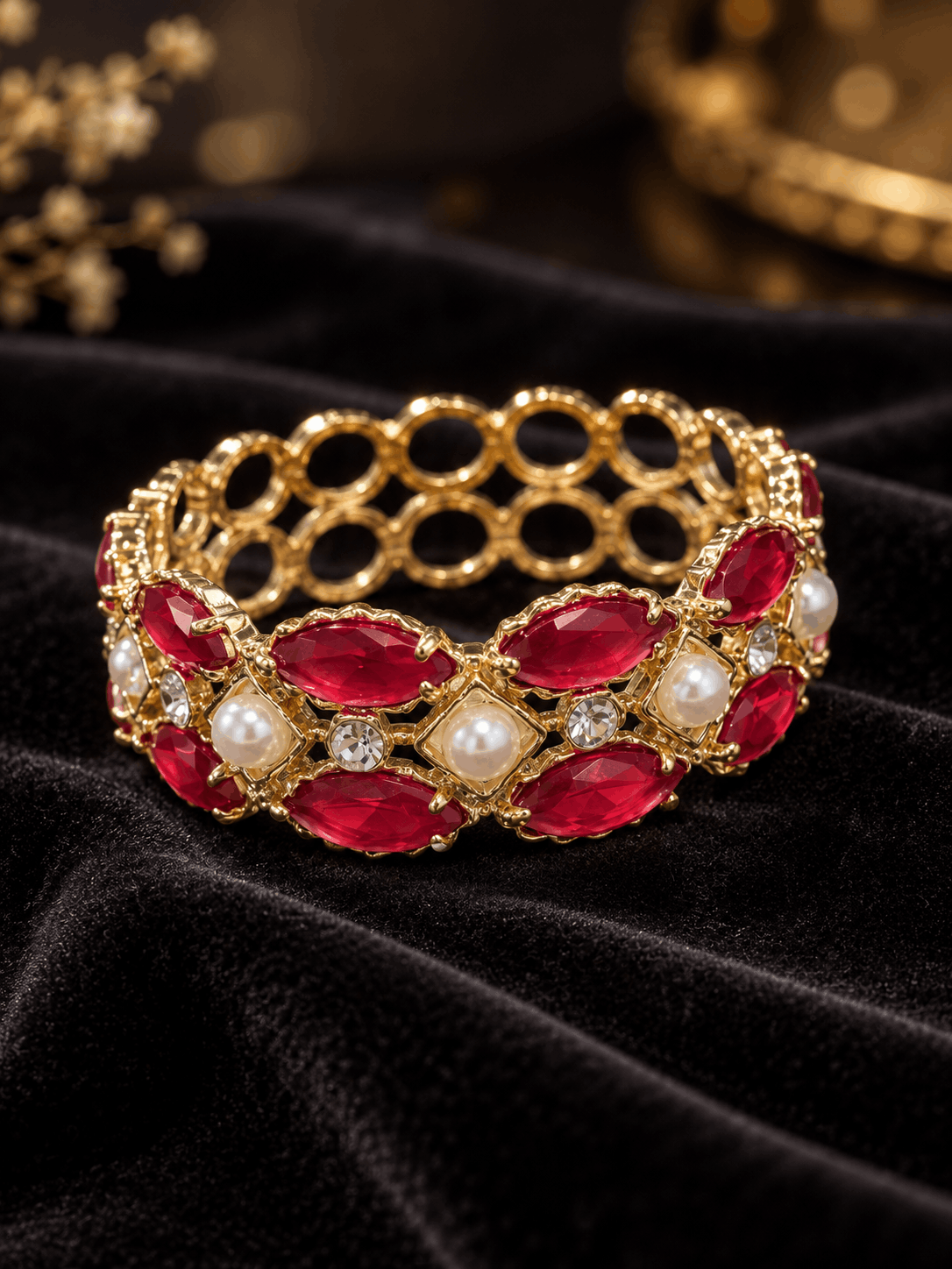 Gold Tone Red Crystal Bracelet for wedding s