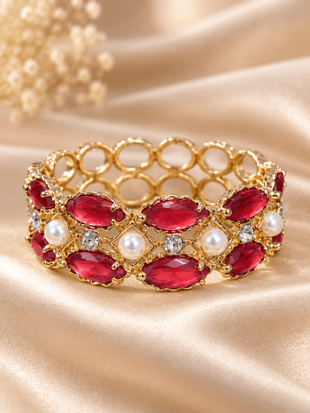 Gold Tone Red Crystal Bracelet for wedding Gold Tone Red Crystal Bracelet for wedding