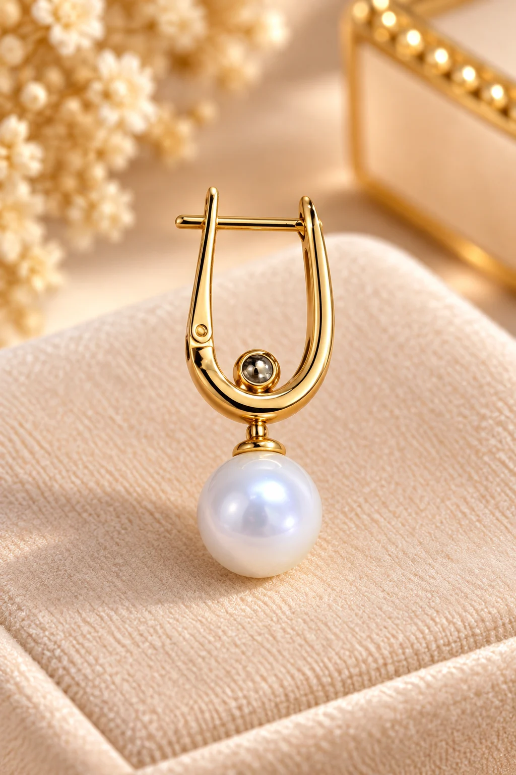 Graceful 18K Gold Plated Zirconia Pearl Drop Earrings (2)