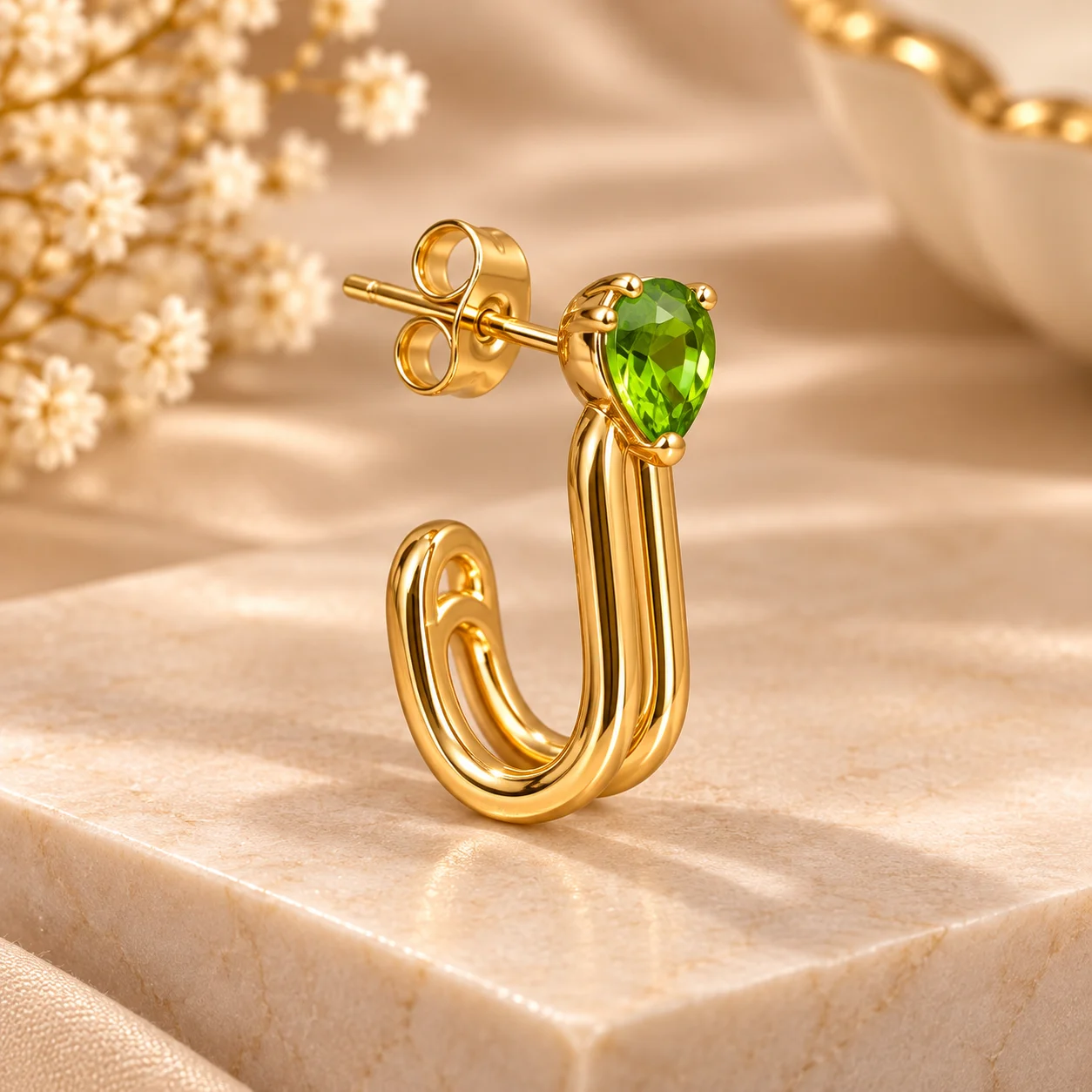 Green Heart Link Earrings (1)